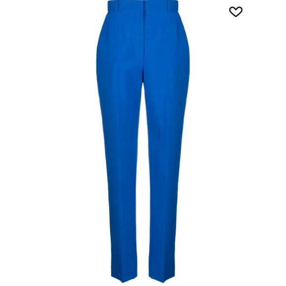 Alexander McQueen Women's Blue Tailored Wool Pants Sz 44 - Picture 1 of 8